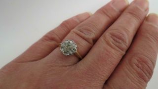 Antique 18ct Yellow Gold Platinum Old Rose Cut Diamond Cluster Ring Size L&1/2