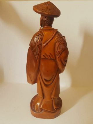 Vintage Chinese Carved Wood Figure of Oriental Elder 14inches Tall 2