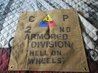 Wwii Us Army 2 Nd Armored Division Hell On Wheels Command Post Flag