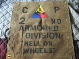 WWII US ARMY 2 ND ARMORED DIVISION HELL ON WHEELS COMMAND POST FLAG 2