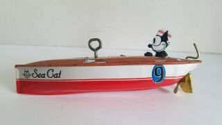 Vintage Schylling Collector Series Felix The Cat Wind Up Tin Litho Speed Boat