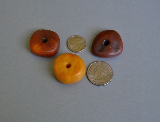 Antique 18.  9 Grams Butterscotch Egg Yolk Natural Amber Loose Beads For Necklace