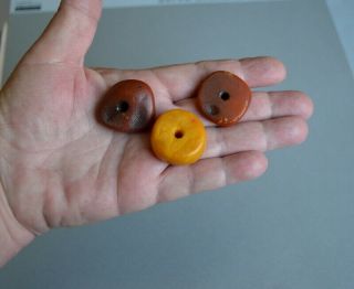 Antique 18.  9 GRAMS Butterscotch Egg Yolk Natural AMBER Loose Beads for Necklace 2