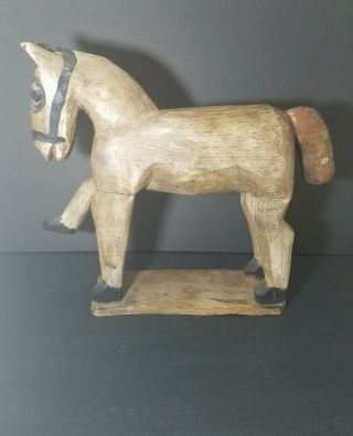 Folk Art Wood Hand Carved Horse Toy Vintage Primitive