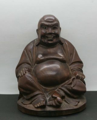Vintage Chinese Hand Carved Wooden Happy Buddha 2