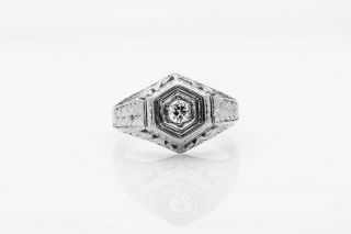 Antique 1920s $3500.  25ct Vs G Diamond 18k White Gold Mens Ring Band