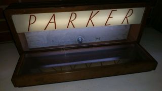 Vintage Illuminated Parker Pen Counter Display Case No.  318 Lockable
