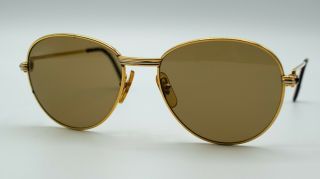 Vintage Cartier 18k Gold Plated Sapphire Sunglasses 55▢18 - 135 A009268