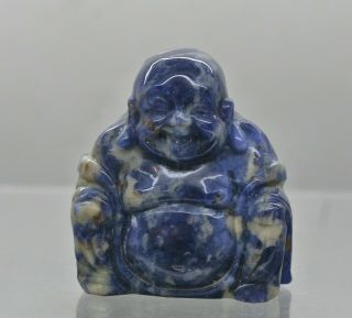 Vintage Hand Crafted Happy Buddha Statue Made Of Solid Lapis Lazuli