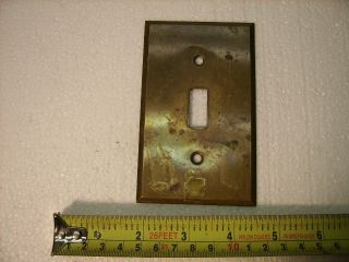 Vintage Arrow Brass Light Switch Cover Plate With Old Tarnish Patina.