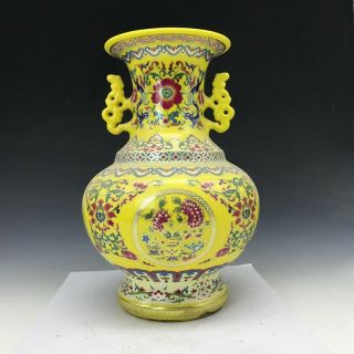 Exquisite Old China Painting Fine Pattern&flower Ceramics Vase Qianlong Mark