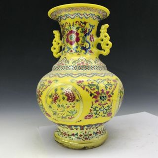 Exquisite Old China painting Fine pattern&flower ceramics vase Qianlong mark 3