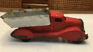 Marx 1930s Pressed Steel Nose 9.  5 " Red Dump Truck