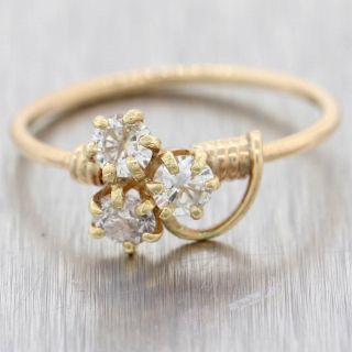 1890s Antique Victorian 14k Yellow Gold.  45ct Diamond Clover Band Ring A9