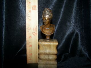 Vintage Copper Tone Metal Female Bust Statue Sculpture French Lady Figurine