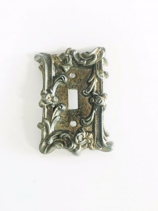 Vintage Gold Brass Light Switch Cover Plate Single Toggle Ornate Floral Rose