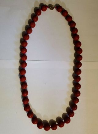 RARE ANTIQUE VINTAGE CHINESE CARVED RED CINNABAR BEAD NECKLACE AND BANGLE SET 6