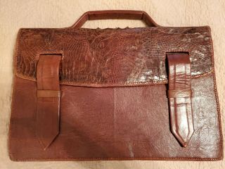 Vintage Hand Made Alligator & Leather Brown Briefcase/attache,