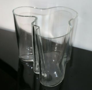 Vintage Clear Glass Blown Aalto Vase By Alvar Aalto For Iittala,  Finland 1990