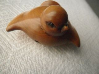 Vintage Baby Bird Hand - Carved & Signed Netsuke 6