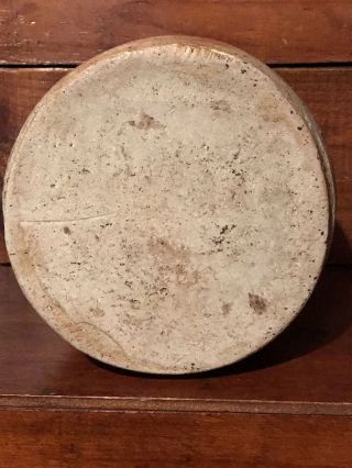 Antique Primitive Folk Art Salt Glaze Stoneware Crock Cannister Short Squat AAFA 6