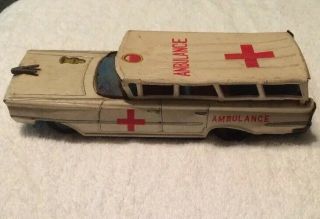 Antique Tin Toy Ambulance Car Vintage Made In Japan Station Wagon Red Cross