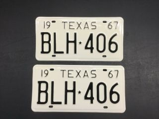 Vintage 1967 Texas Tx.  License Plate Set Very Nicely Restored