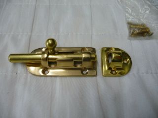 Vintage Small Brass Sliding Bolt,  Keep,  Screew - Toilet Bathroom Gate Door Old Stock 2