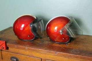 Vintage Buco Gt Open Face Race Motorcycle Helmet Matching Set Large & Small Cool