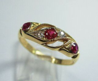 Lovely Antique 18ct.  Ruby & Diamond Ring 1906