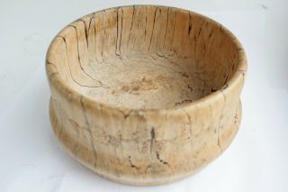 Vintage Swedish Birch Burl Wooden Bowl Hand Carved Signed