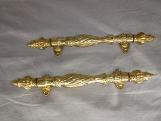 2 Vintage Ornate Twisted Brass Drawer Pulls Handles Made In Italy