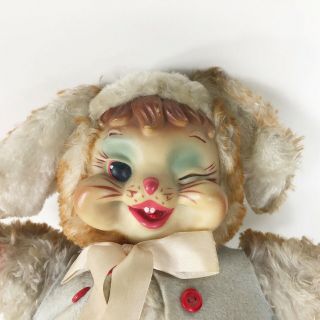 Vintage Rubber Face Rabbit Winking 1950 - 1960 Bunny Plush Rushton 2