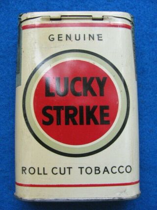 Vintage LUCKY STRIKE White background Tobacco pocket TIN,  full 2