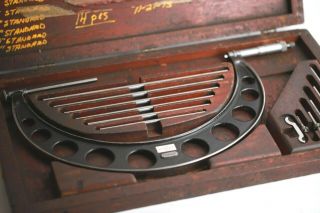 Starrett 224 Set G 6 - 12 " Od Micrometer Set Wood Box Vintage