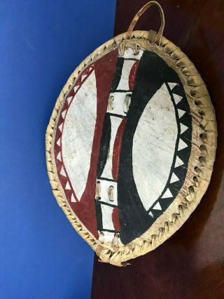 African Maasai Hand Painted Wood And Leather War Shield Wall Decor