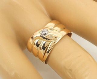 3 Band Antique Vintage Edwardian Victorian 9ct Gold Diamond Snake Ring Size S 2