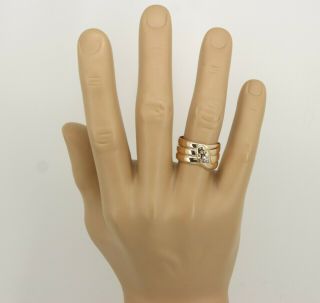3 Band Antique Vintage Edwardian Victorian 9ct Gold Diamond Snake Ring Size S 4