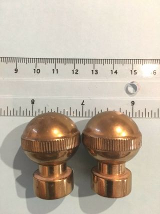 Pair (2) Brass Ball Shape Lamp Finials 1.  5 " H X 1 " W