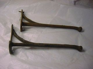 2 Large Antique Victorian Cast Iron Coats - Harness Hooks 9,  1/2  Long (reserved)