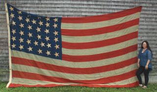 Large Authentic Antique Western,  Colorado 38th State,  American Flag,  NR 12