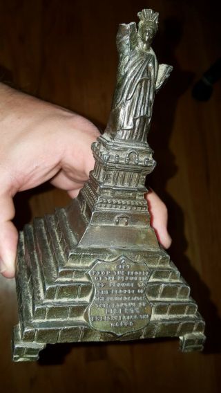 Vintage Metal Statue Of Liberty Sculpture Statue " Gift From The People Of "
