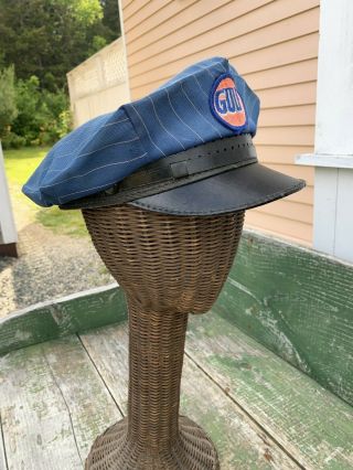 RARE Circa 1950s GULF Service Station Attendant ' s Hat Size 7 - 1/2 5