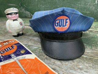 RARE Circa 1950s GULF Service Station Attendant ' s Hat Size 7 - 1/2 9