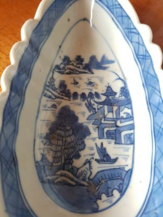 Antique Chinese Blue & White Porcelain Sauce Boat No Handle