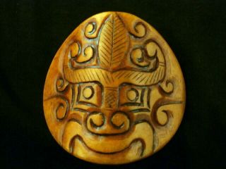 Wonderful Chinese Jade Hand Carved Amulet Mask Belt Buckle G223