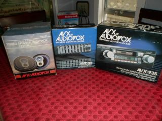 Vintage Nos 1986 Audiovox Car Stereo Avx - 935 With Complete Matched System Rare