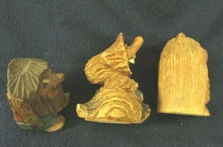 Vintage Norwegian Hand Carved Wooden Troll Figures Set of 3 5