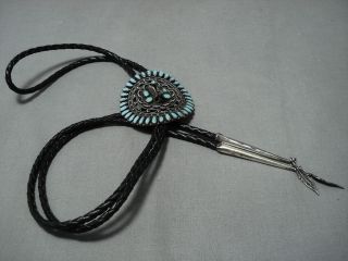 Sterling Silver Eagle Vintage Navajo Turquoise Bolo Tie Old