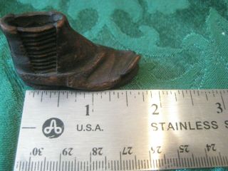 WOOD CARVING miniature BOOT Shoe hand carved antique vintage 1.  75 